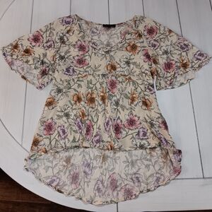 Women's Small Rachel Zoe Cream Floral Blouse